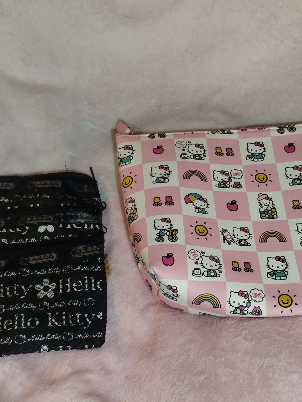 Hello Kitty Pink & White Checker Cosmetic Pouch